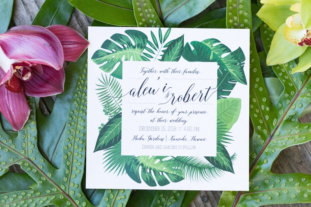 custom tropical wedding invitation
