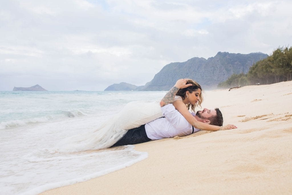 epic kiss in the sand Sherwood forest wedding