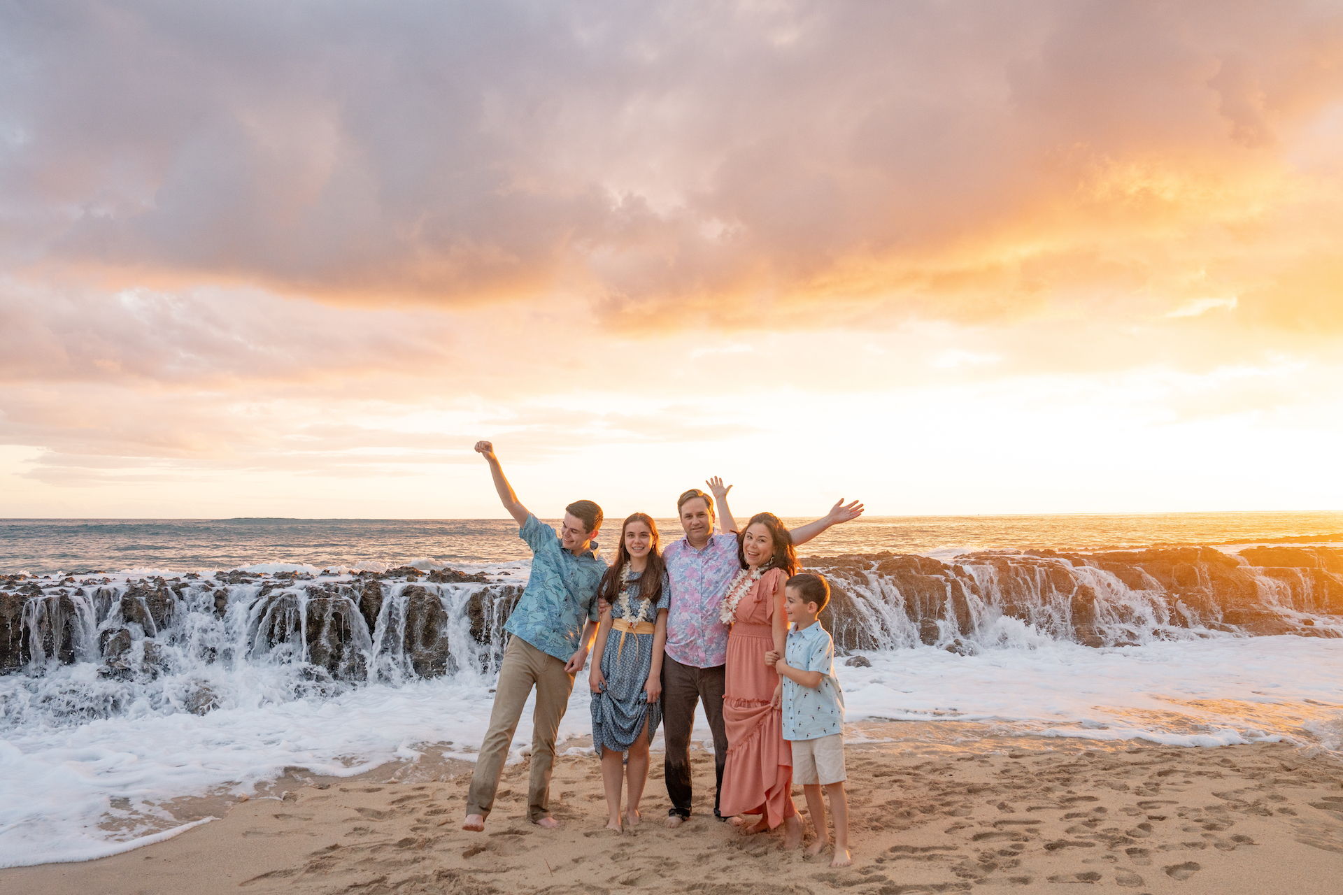 family photos at Secret Beach Oahu